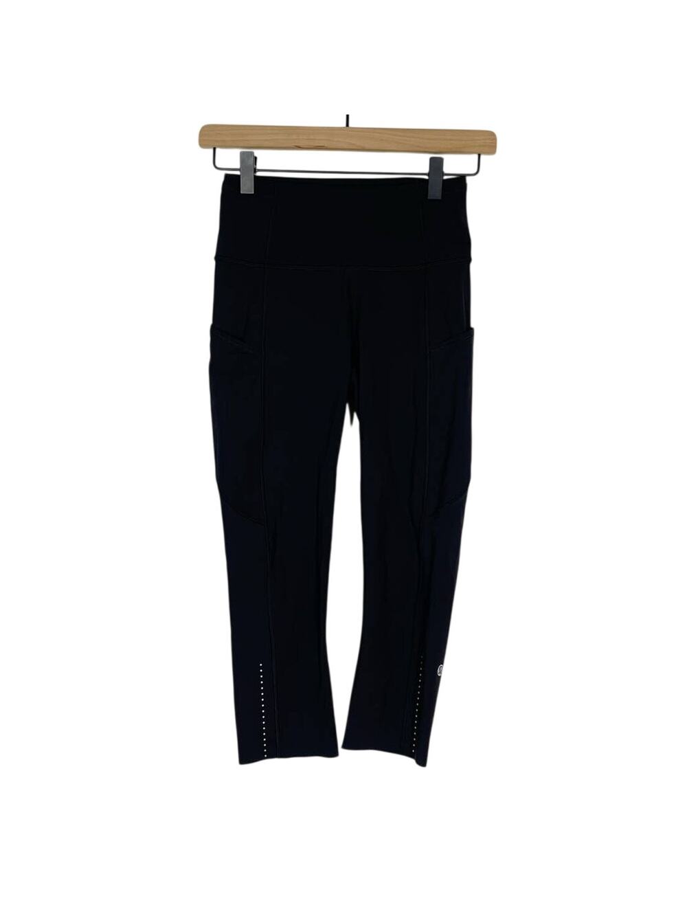 Lululemon Fast And Free Crop Leggings Size 4 Black Activewear Gym Workout Gorp